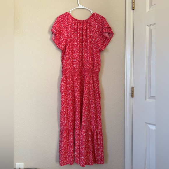 Destination 365 Printed Short-Sleeve Midi/Maxi Dress with pockets Size L - Picture 3 of 6
